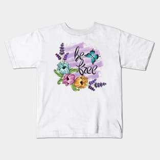 Be Free - Floral Art Kids T-Shirt